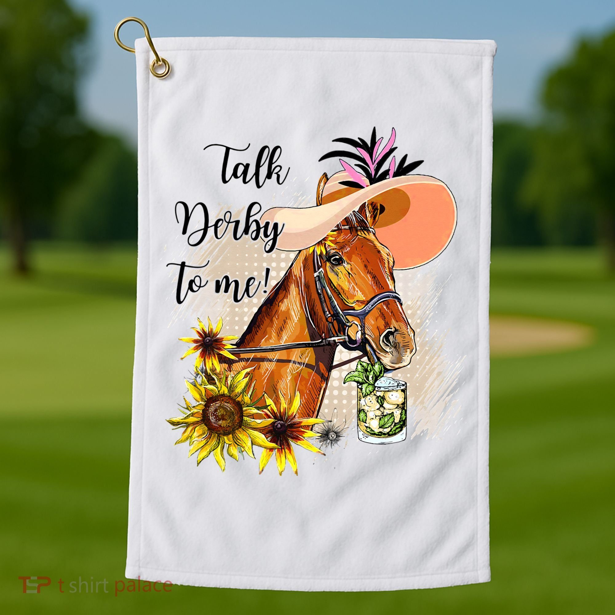 Talk Derby To Me Sunflower Horse Racing Golf Towel