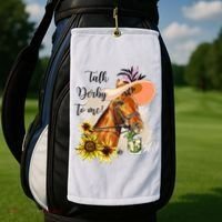 Talk Derby To Me Sunflower Horse Racing Golf Towel thumb 2