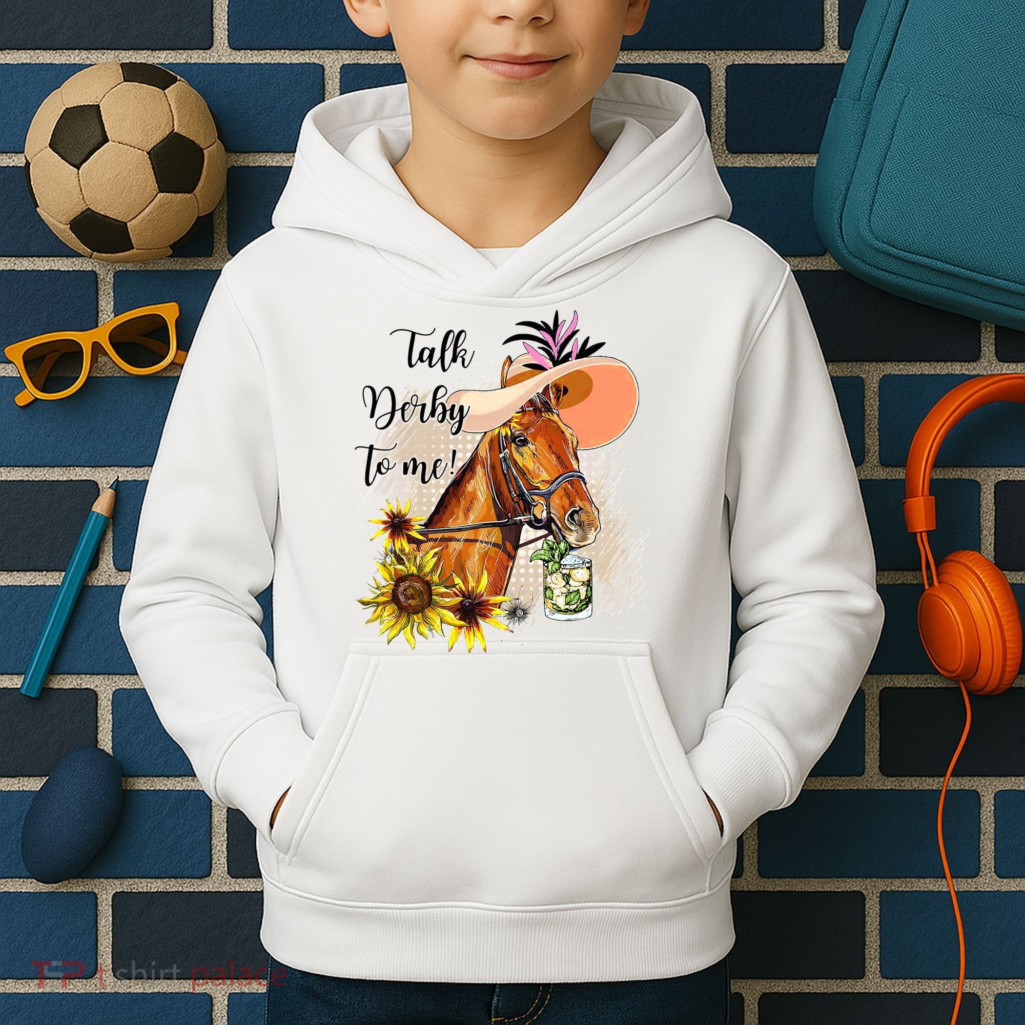 Talk Derby To Me Sunflower Horse Racing Kids Hoodie