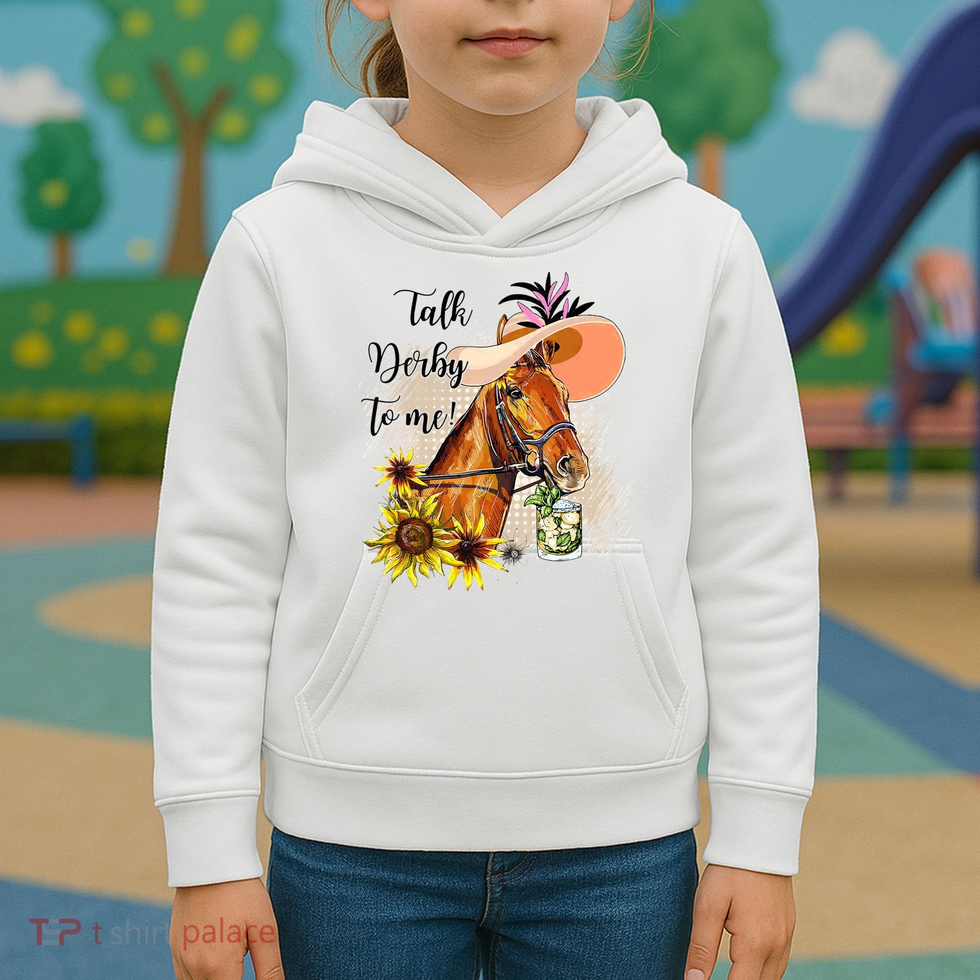 Talk Derby To Me Sunflower Horse Racing Kids Hoodie