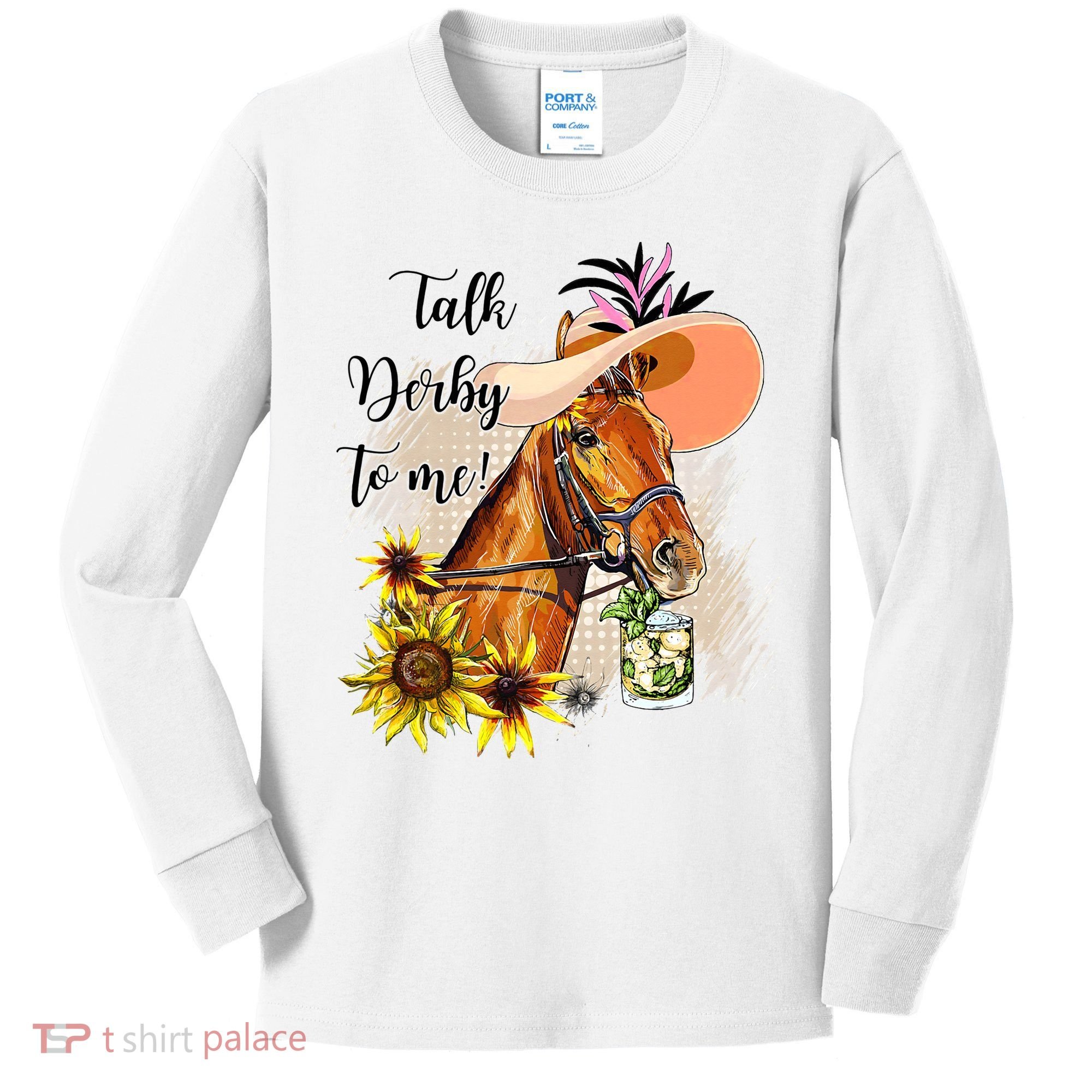Talk Derby To Me Sunflower Horse Racing Kids Long Sleeve Shirt
