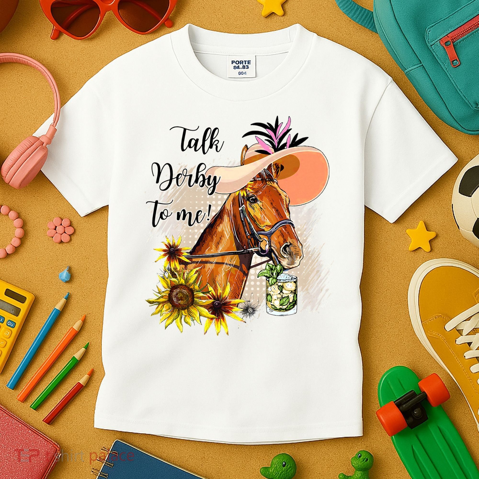 Talk Derby To Me Sunflower Horse Racing Kids T-Shirt