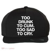 Too Drunk To Cum Too Sad To Cry Wool Snapback Cap thumb 0