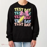 Test Day Testing Teacher Coquette Bow Pencil Women's Sweatshirt thumb 0