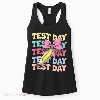 Test Day Testing Teacher Coquette Bow Pencil Women's Tank Top