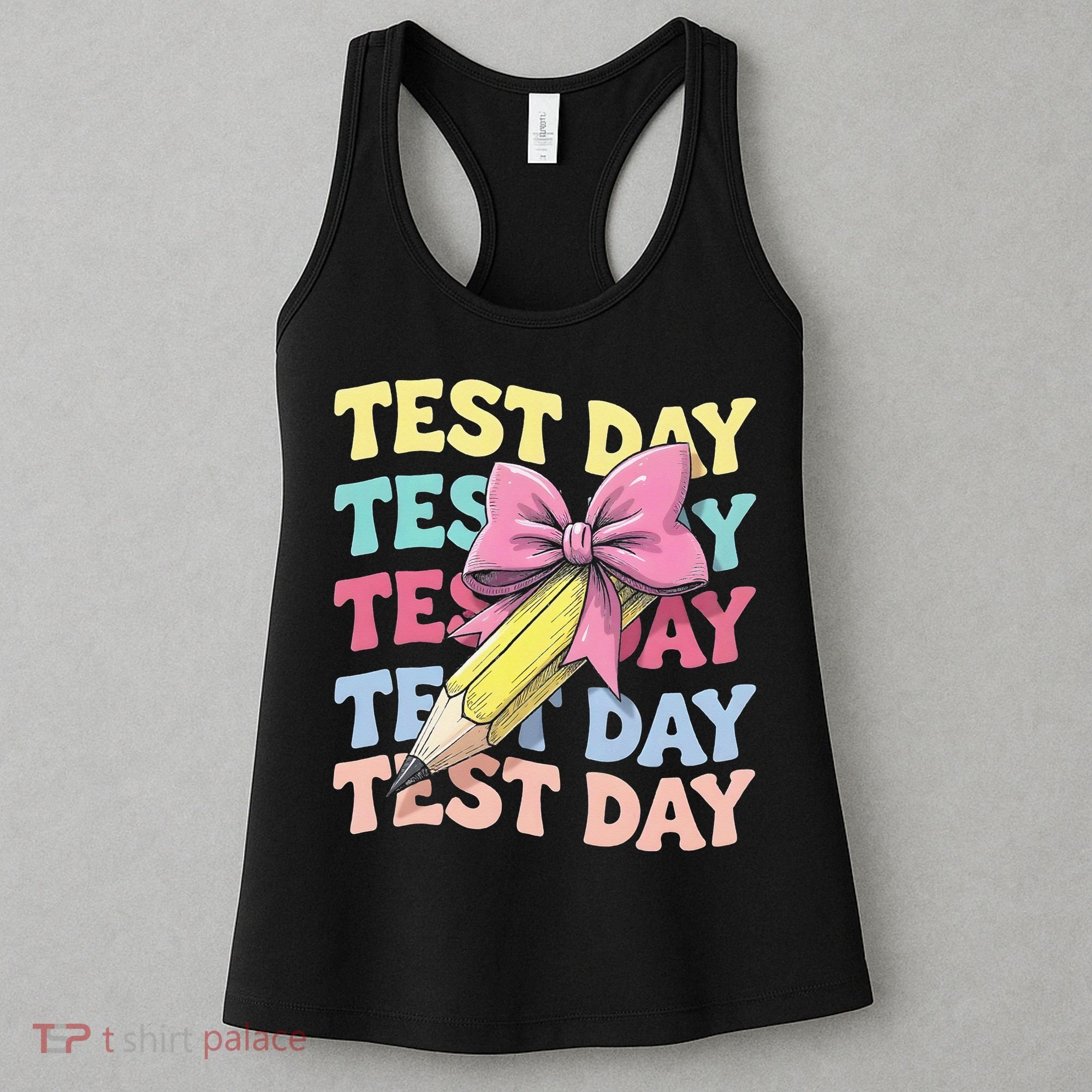 Test Day Testing Teacher Coquette Bow Pencil Women's Tank Top