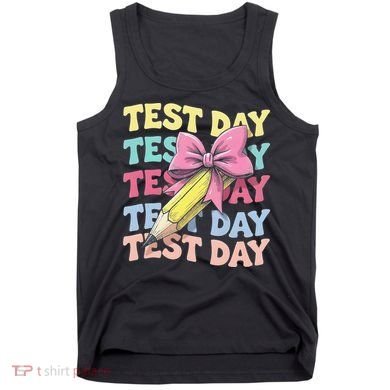 Test Day Testing Teacher Coquette Bow Pencil Tank Top