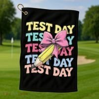 Test Day Testing Teacher Coquette Bow Pencil Golf Towel thumb 1