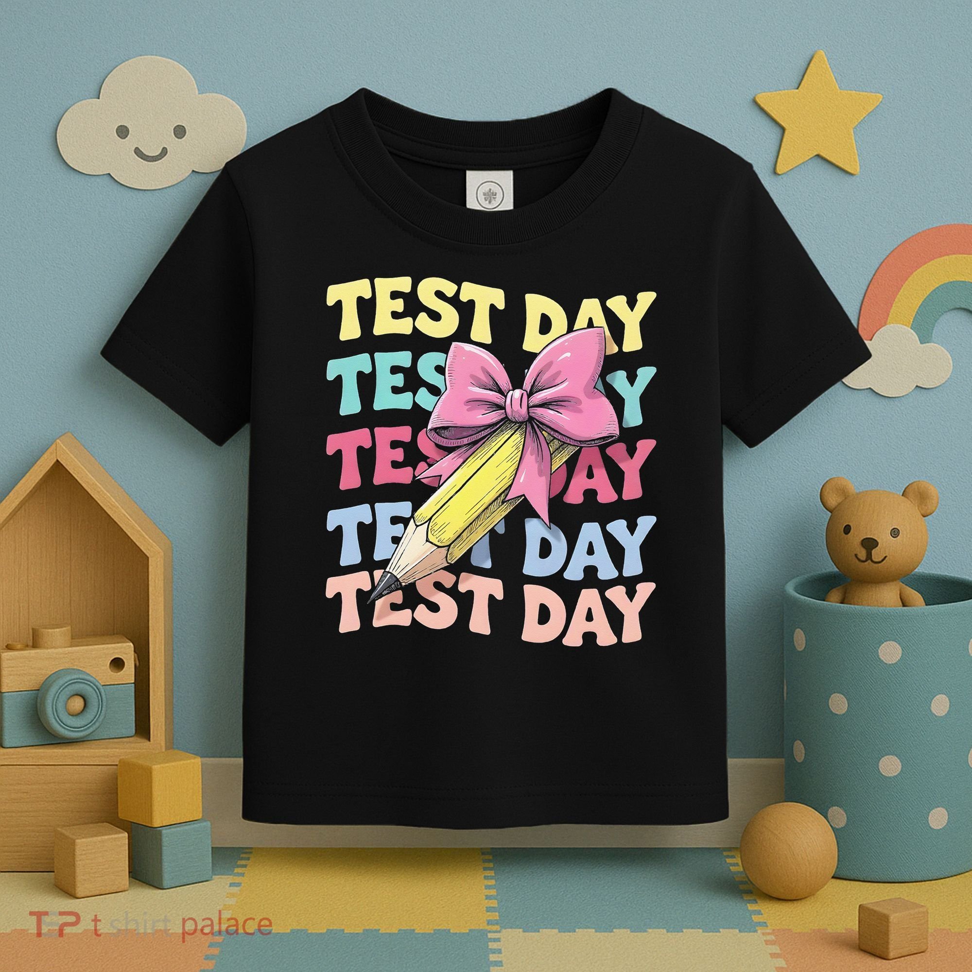 Test Day Testing Teacher Coquette Bow Pencil Toddler T-Shirt