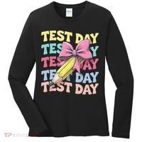 Test Day Testing Teacher Coquette Bow Pencil Women's Long Sleeve Shirt thumb 0