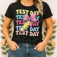 Test Day Testing Teacher Coquette Bow Pencil Women's T-Shirt thumb 2