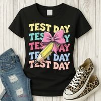 Test Day Testing Teacher Coquette Bow Pencil Women's T-Shirt thumb 3