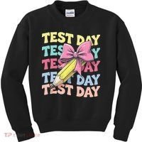 Test Day Testing Teacher Coquette Bow Pencil Kids Sweatshirt thumb 0