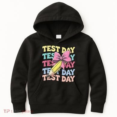Test Day Testing Teacher Coquette Bow Pencil Kids Hoodie