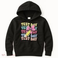 Test Day Testing Teacher Coquette Bow Pencil Kids Hoodie thumb 0