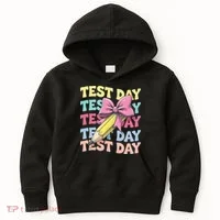 Test Day Testing Teacher Coquette Bow Pencil Kids Hoodie thumb 0