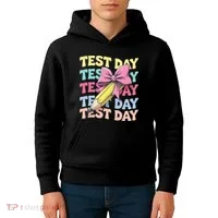 Test Day Testing Teacher Coquette Bow Pencil Kids Hoodie thumb 4