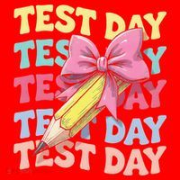 Test Day Testing Teacher Coquette Bow Pencil Santa Hat thumb 1