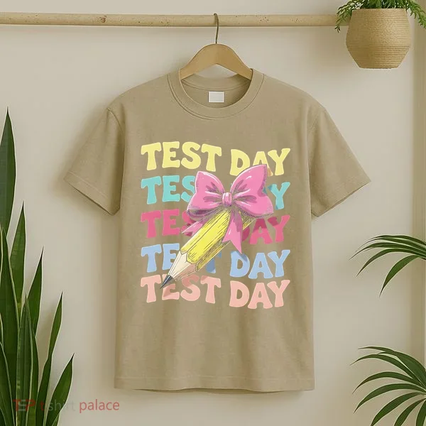 Test Day Testing Teacher Coquette Bow Pencil T-Shirt