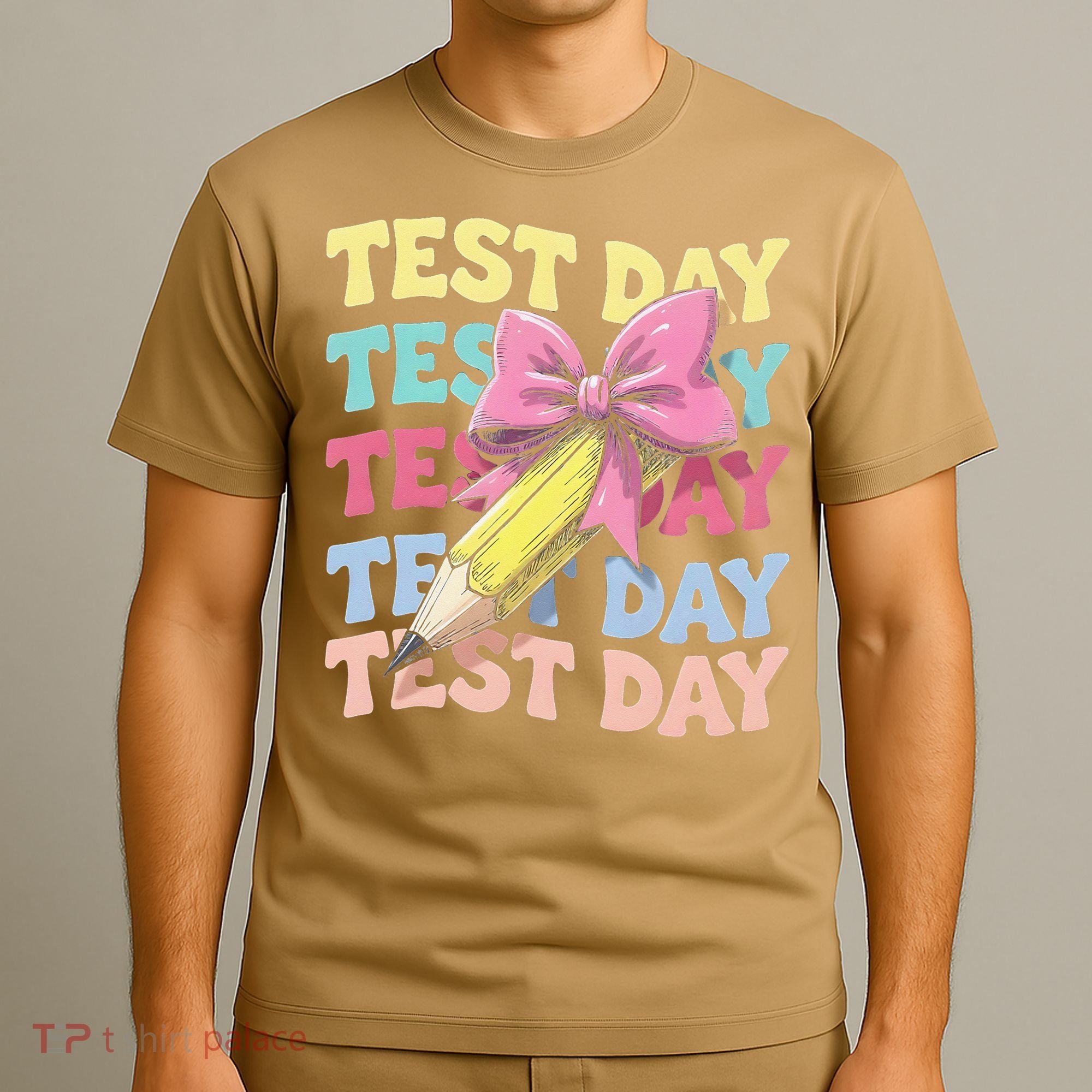 Test Day Testing Teacher Coquette Bow Pencil T-Shirt