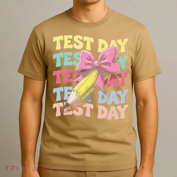 Test Day Testing Teacher Coquette Bow Pencil T-Shirt