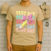 Test Day Testing Teacher Coquette Bow Pencil T-Shirt thumb 6
