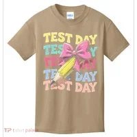 Test Day Testing Teacher Coquette Bow Pencil Kids T-Shirt thumb 0