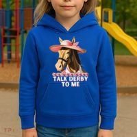 Talk Derby To Me Horse Racing Lover Kids Hoodie thumb 3