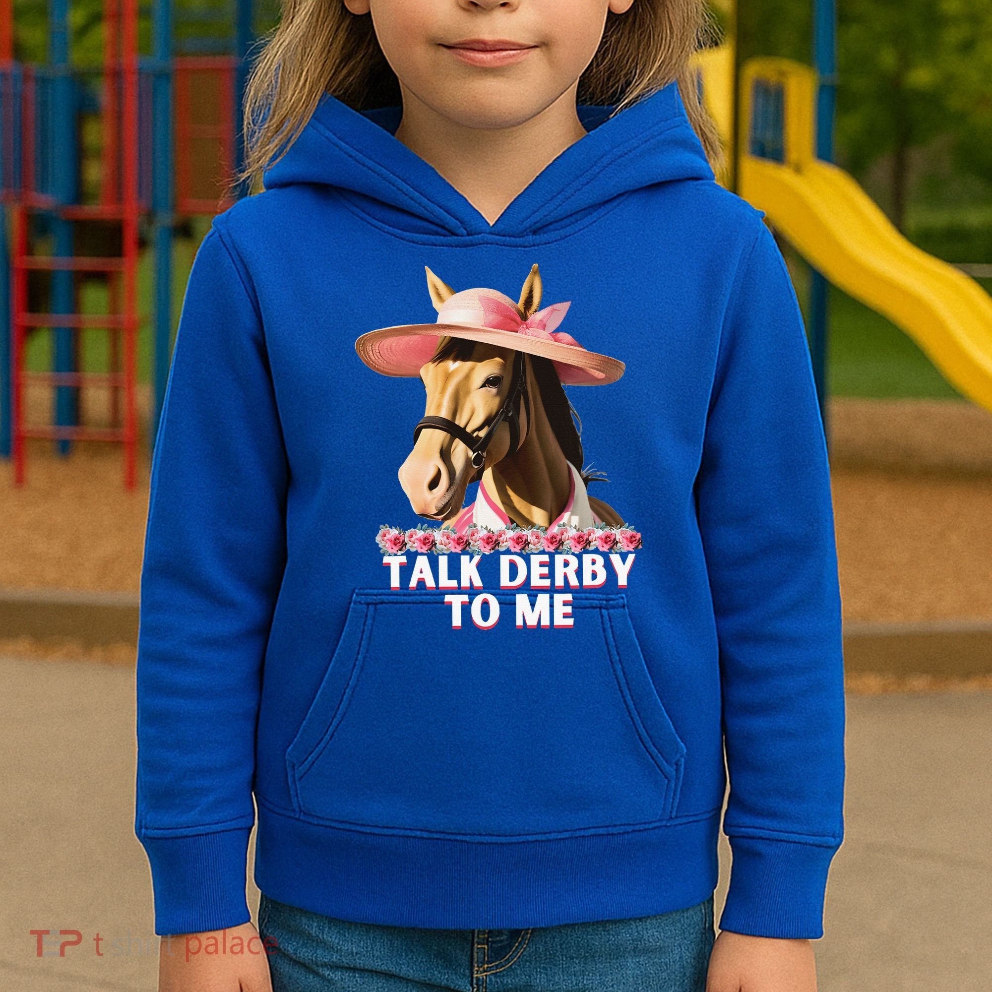 Talk Derby To Me Horse Racing Lover Kids Hoodie