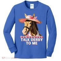 Talk Derby To Me Horse Racing Lover Kids Long Sleeve Shirt thumb 0