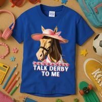Talk Derby To Me Horse Racing Lover Kids T-Shirt thumb 3