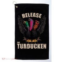 Thanksgiving Day Turkey Turducken Kaiju Monster Ugly Sweater Cute Gift Golf Towel thumb 0