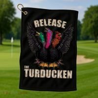 Thanksgiving Day Turkey Turducken Kaiju Monster Ugly Sweater Cute Gift Golf Towel thumb 1