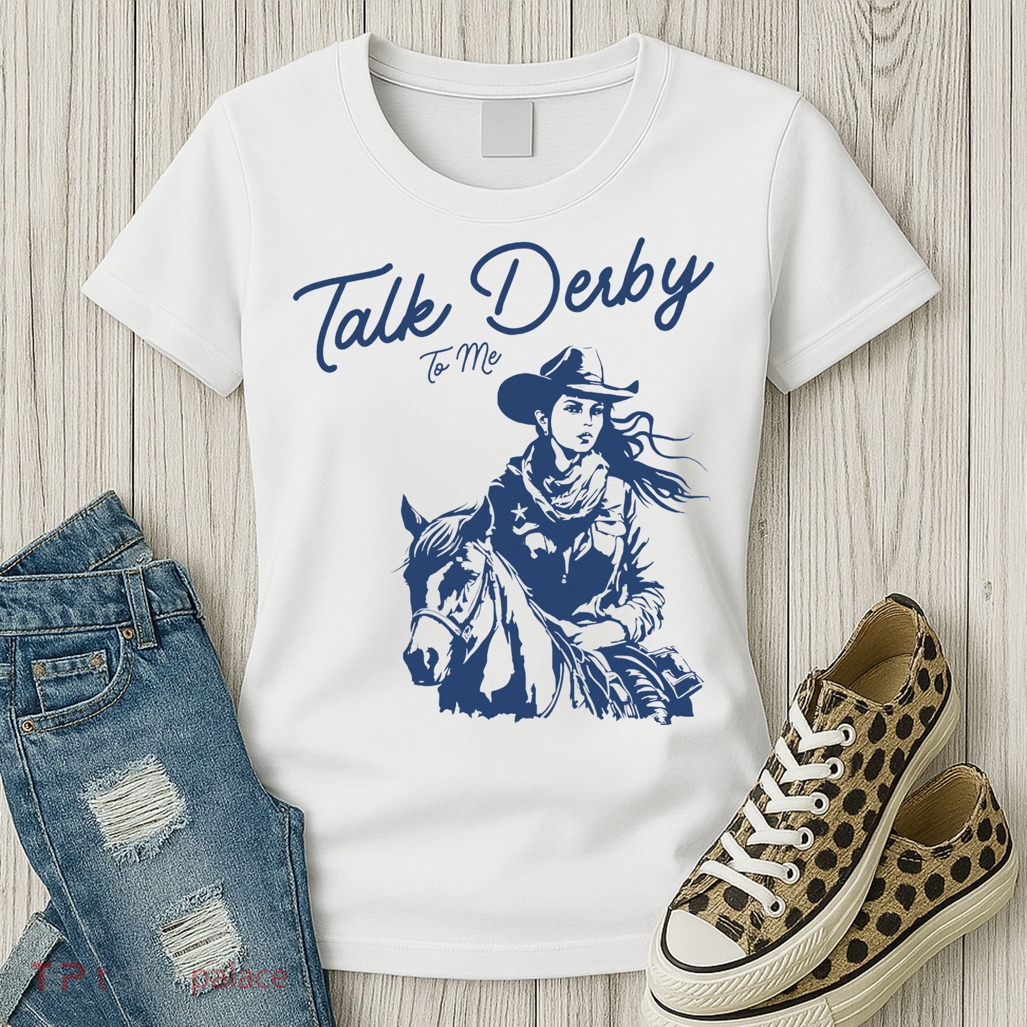 Talk Derby To Me Funny Horse Racing Lover Derby Day 2024 Women's T-Shirt