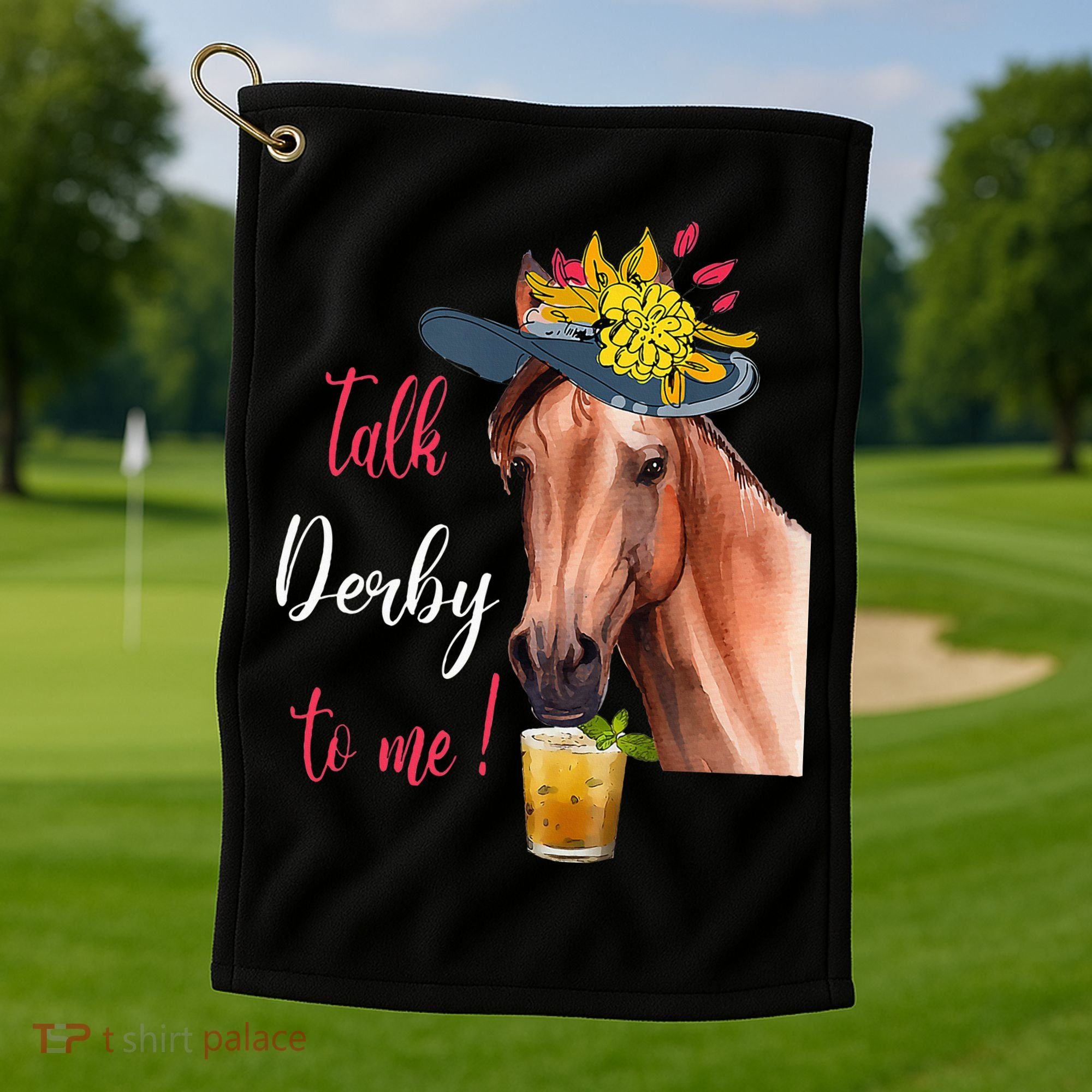 Talk Derby To Me Funny Horse Racing Lover Derby Day Golf Towel