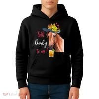 Talk Derby To Me Funny Horse Racing Lover Derby Day Kids Hoodie thumb 4