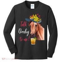 Talk Derby To Me Funny Horse Racing Lover Derby Day Kids Long Sleeve Shirt thumb 0
