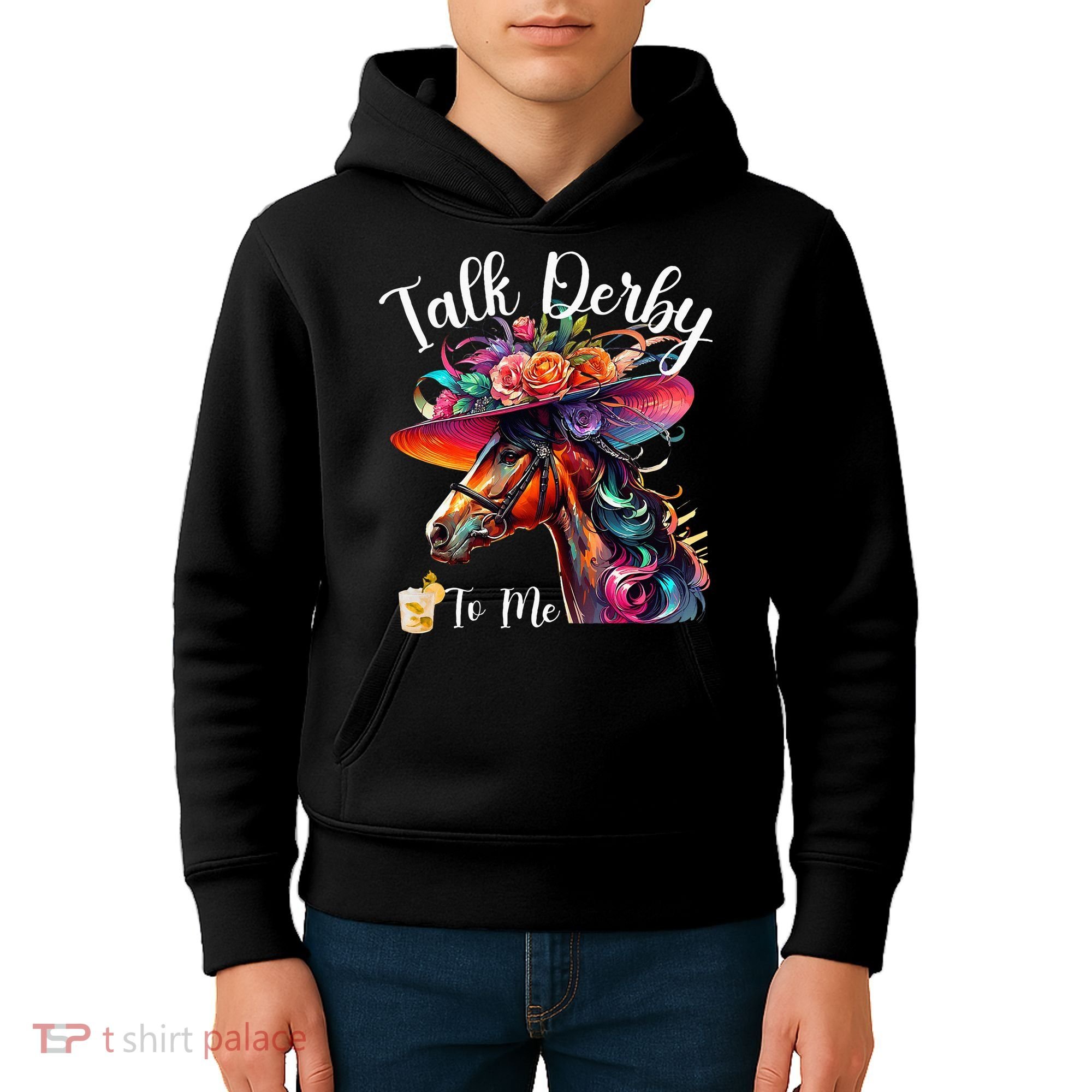 Talk Derby To Me Funny Racing Horse Kids Hoodie