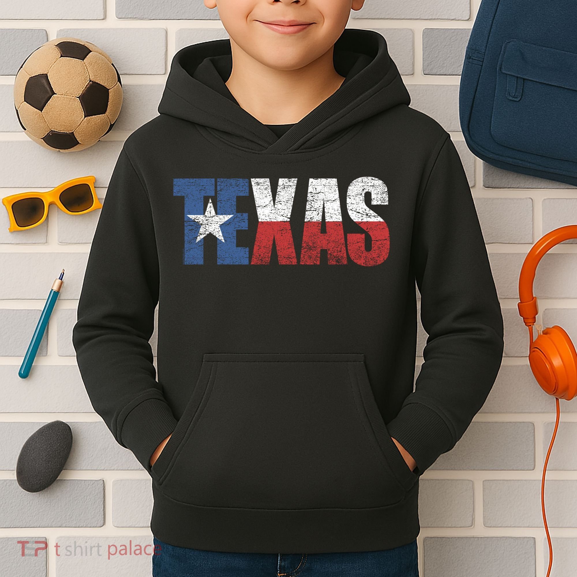 Texas | distressed Texas Flag Kids Hoodie