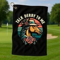 Talk Derby To Me Funny Racing Horse Golf Towel thumb 1