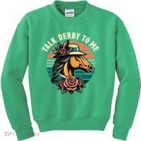 Talk Derby To Me Funny Racing Horse Kids Sweatshirt thumb 0