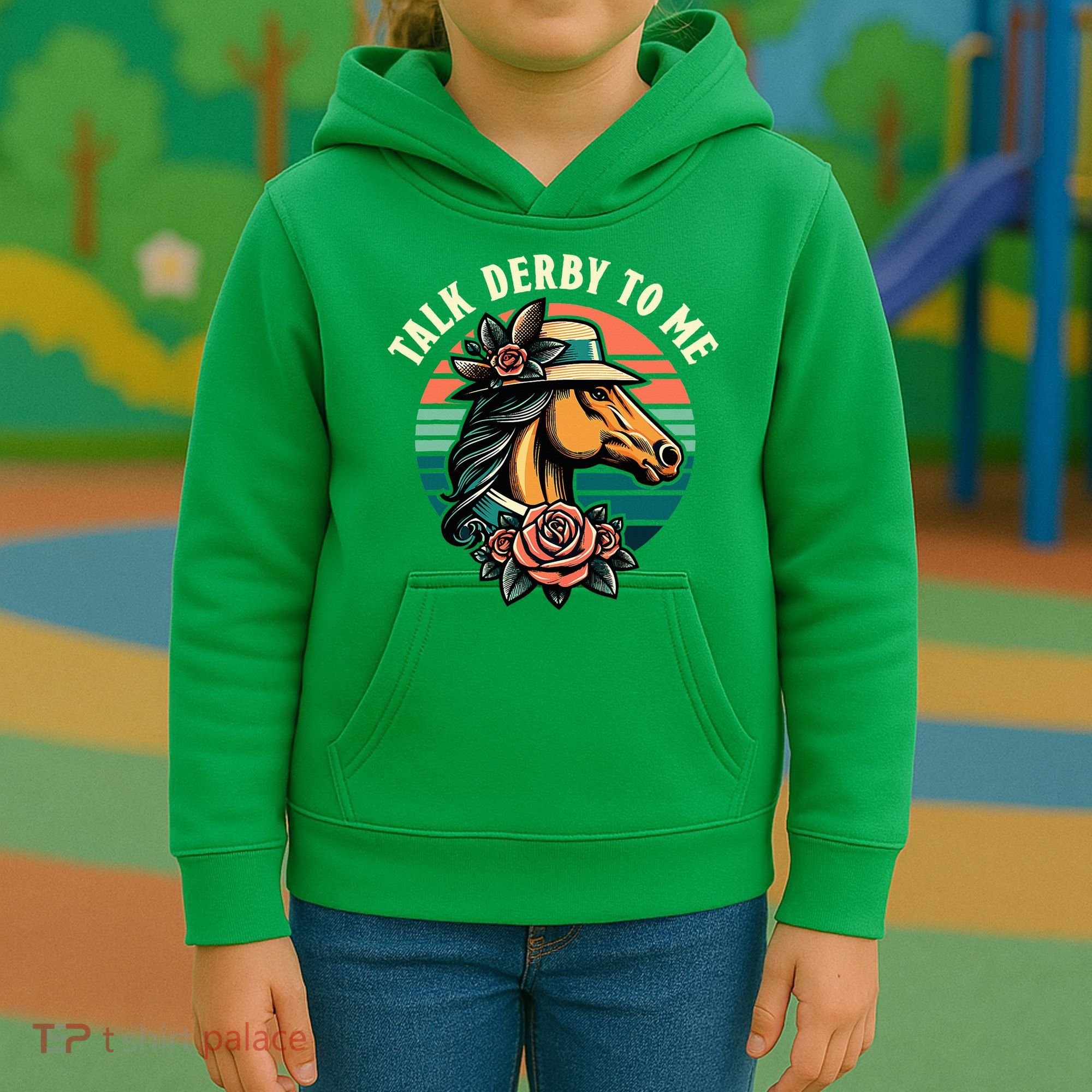 Talk Derby To Me Funny Racing Horse Kids Hoodie