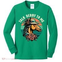 Talk Derby To Me Funny Racing Horse Kids Long Sleeve Shirt thumb 0