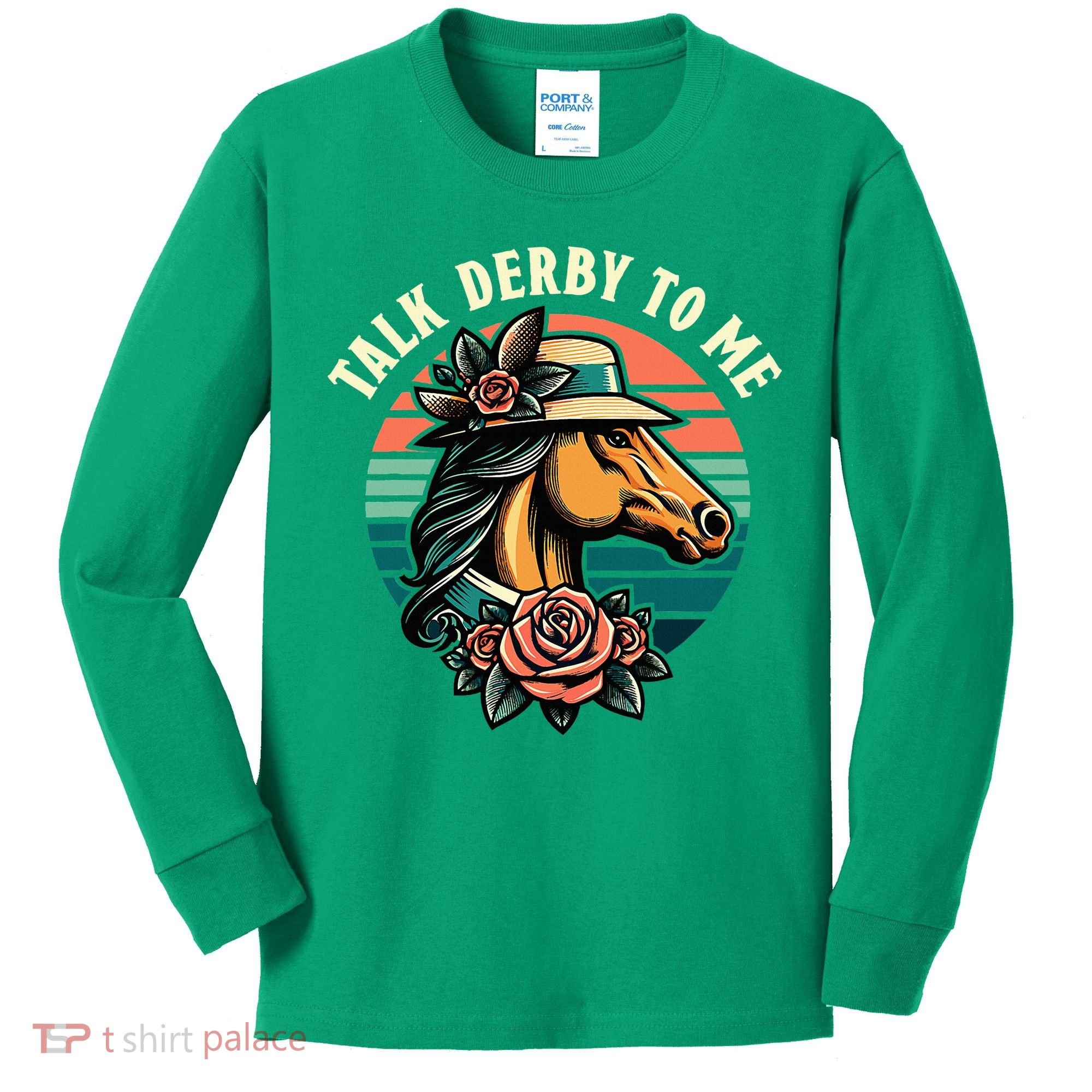 Talk Derby To Me Funny Racing Horse Kids Long Sleeve Shirt