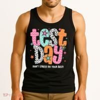 Test Day Teacher Rock The Test Don't Stress Do Your Best Tank Top thumb 3