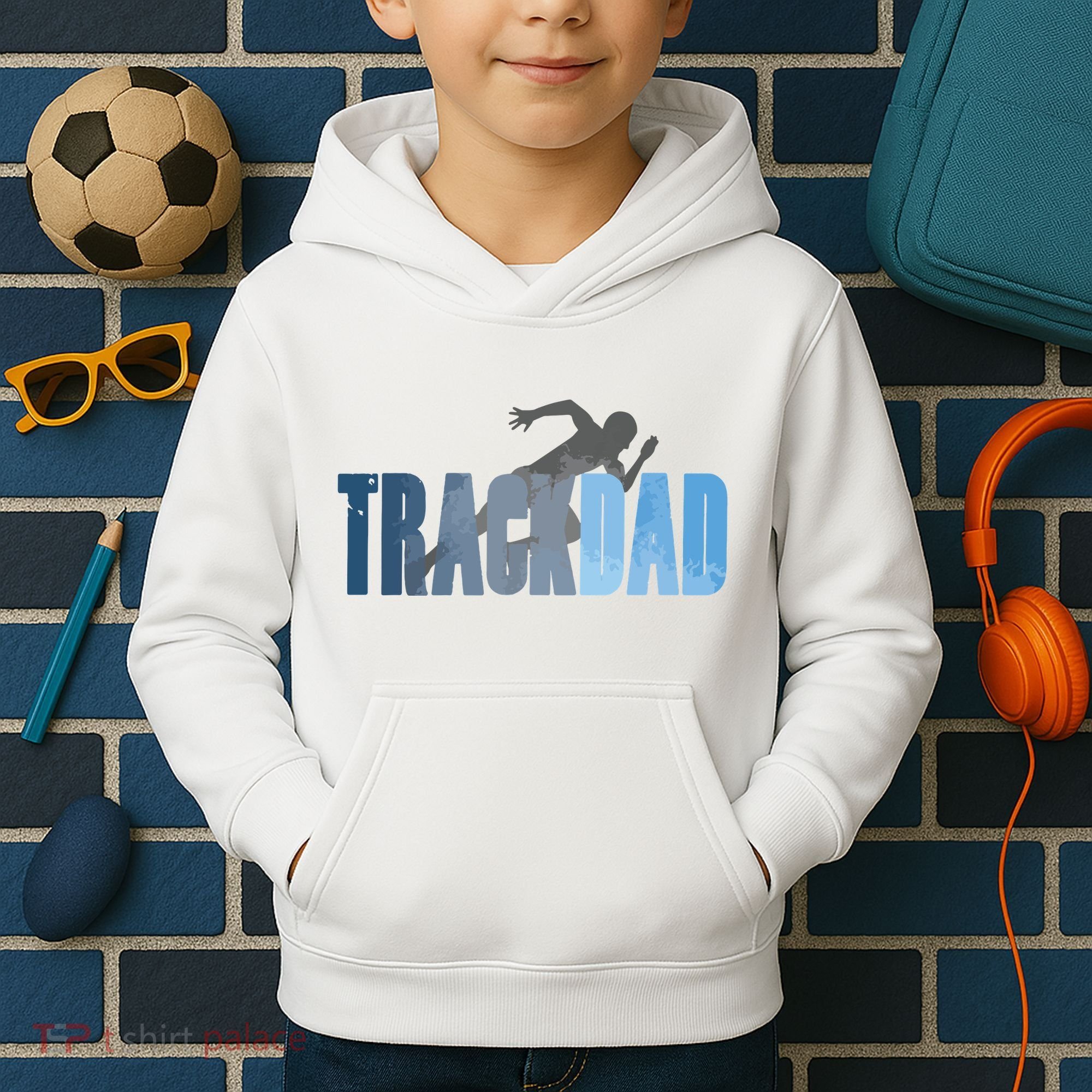 Track Dad Track Field Runner Cross Country Running Father Kids Hoodie