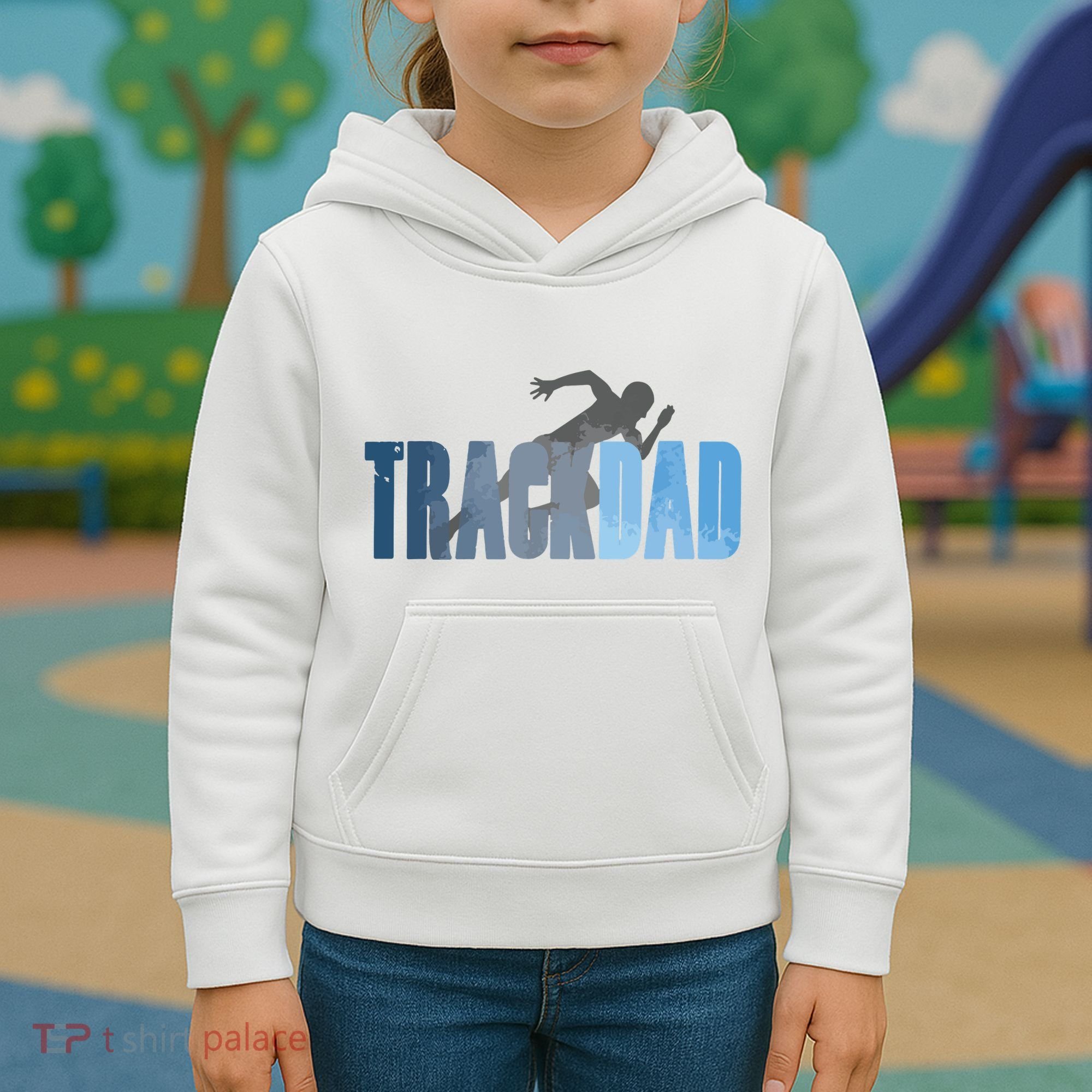 Track Dad Track Field Runner Cross Country Running Father Kids Hoodie