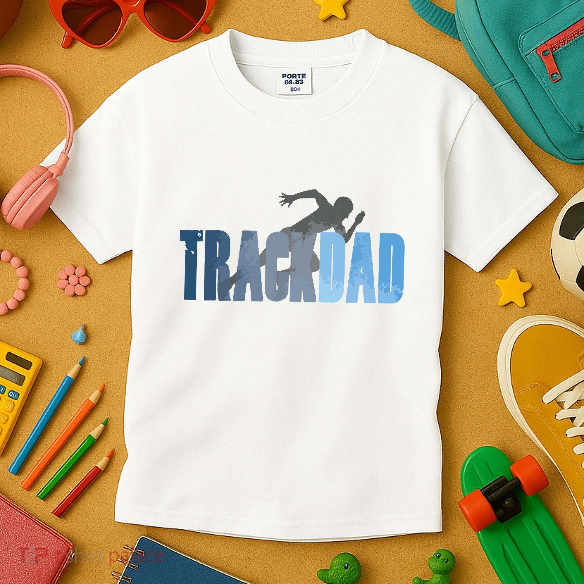 Track Dad Track Field Runner Cross Country Running Father Kids T-Shirt