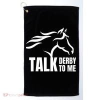 Talk Derby To Me Funny Horse Racing Gift. Golf Towel thumb 0
