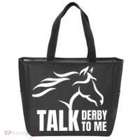 Talk Derby To Me Funny Horse Racing Gift. Tote Bag thumb 0